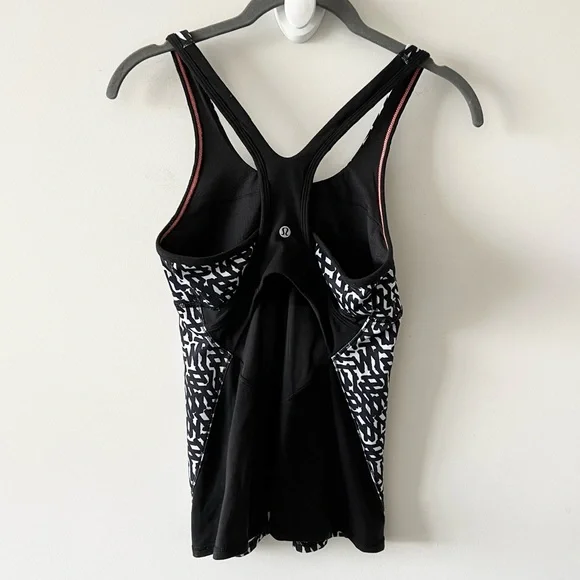 EB Lululemon Crossback Tank Top Black White Print Net Pop Mesh Back - Picture 4 of 16